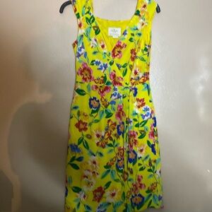 Kate Spade Yellow silk faux wrap Sleeveless Scoop Neck Midi dress
